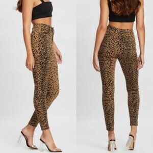 GOOD AMERICAN Good Waist Skinny Jeans Animal Print Cheetah size 25 Pinup Leopard